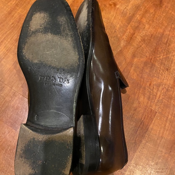 Prada womens  Loafers Slip On Brown Leather Sz 6 - Picture 6 of 6